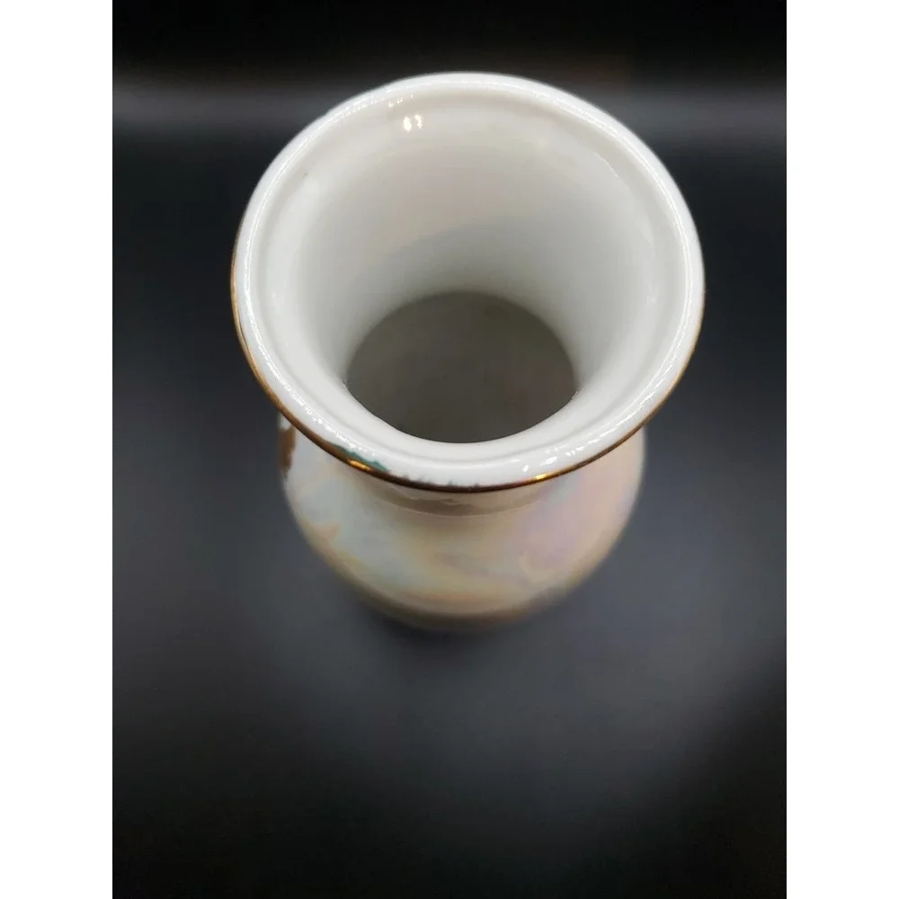 VTG Kutani Ware Hand Painted Porcelain Vase Peacocks In 24 Karat‎ Gold